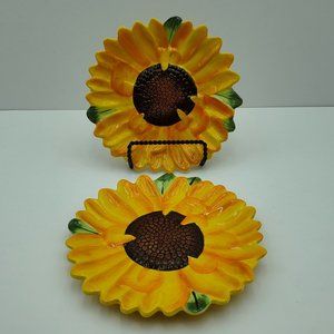 Pier 1 Sunflower Plates 7" Appetizer Dessert Side Salad Display Flower Plates